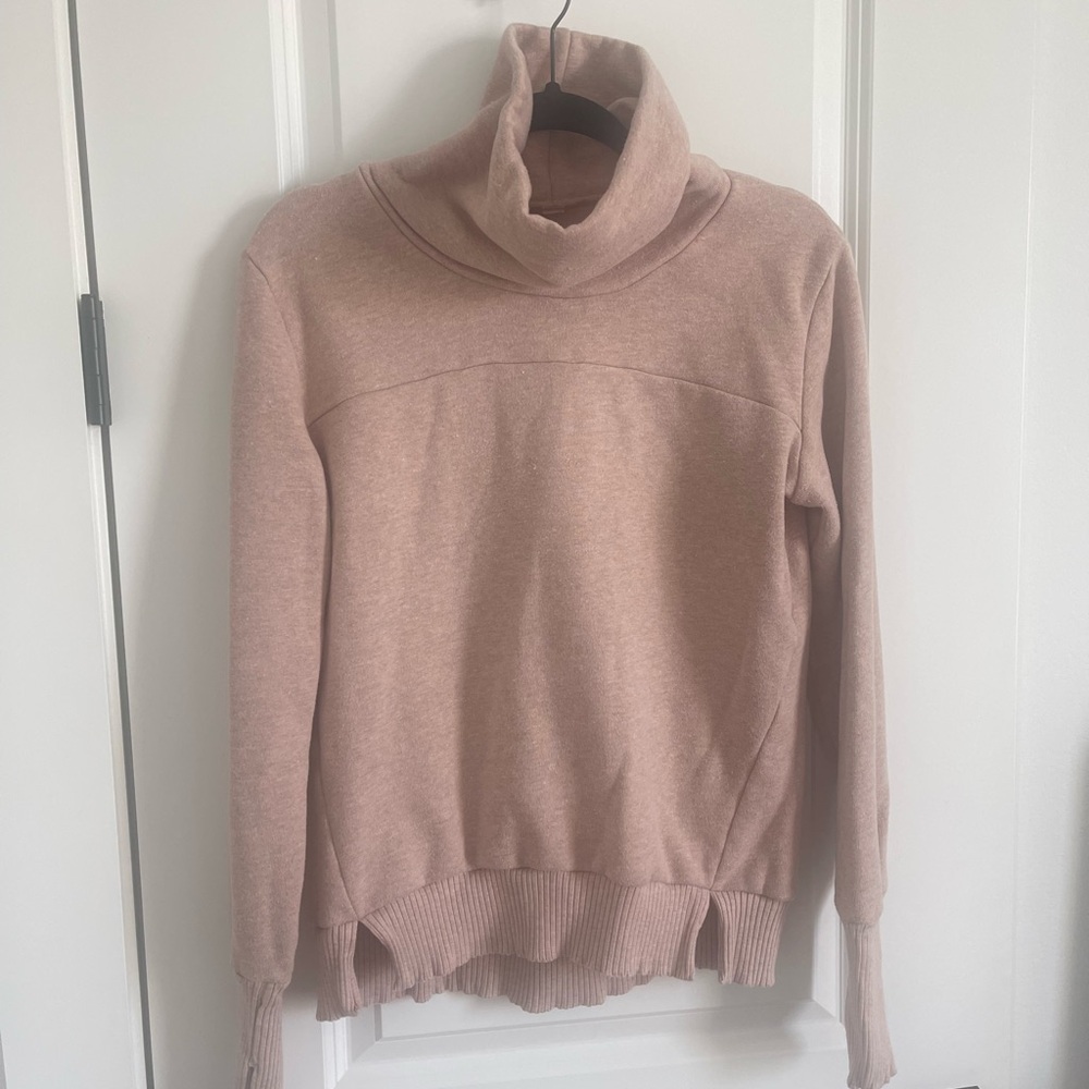 Cozy Pink Turtleneck Sweater with Cowl Neck